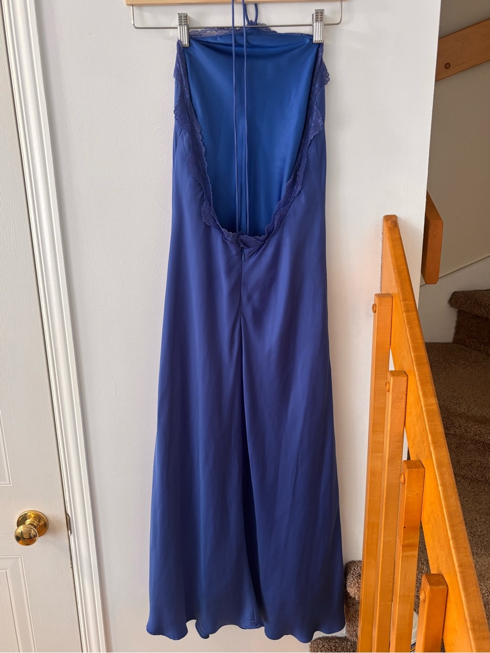 Meshki Royal Blue Satin Halter Midi Dress - Picture 3 of 3
